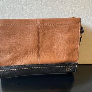 The Sak Tan and Black Leather Clutch